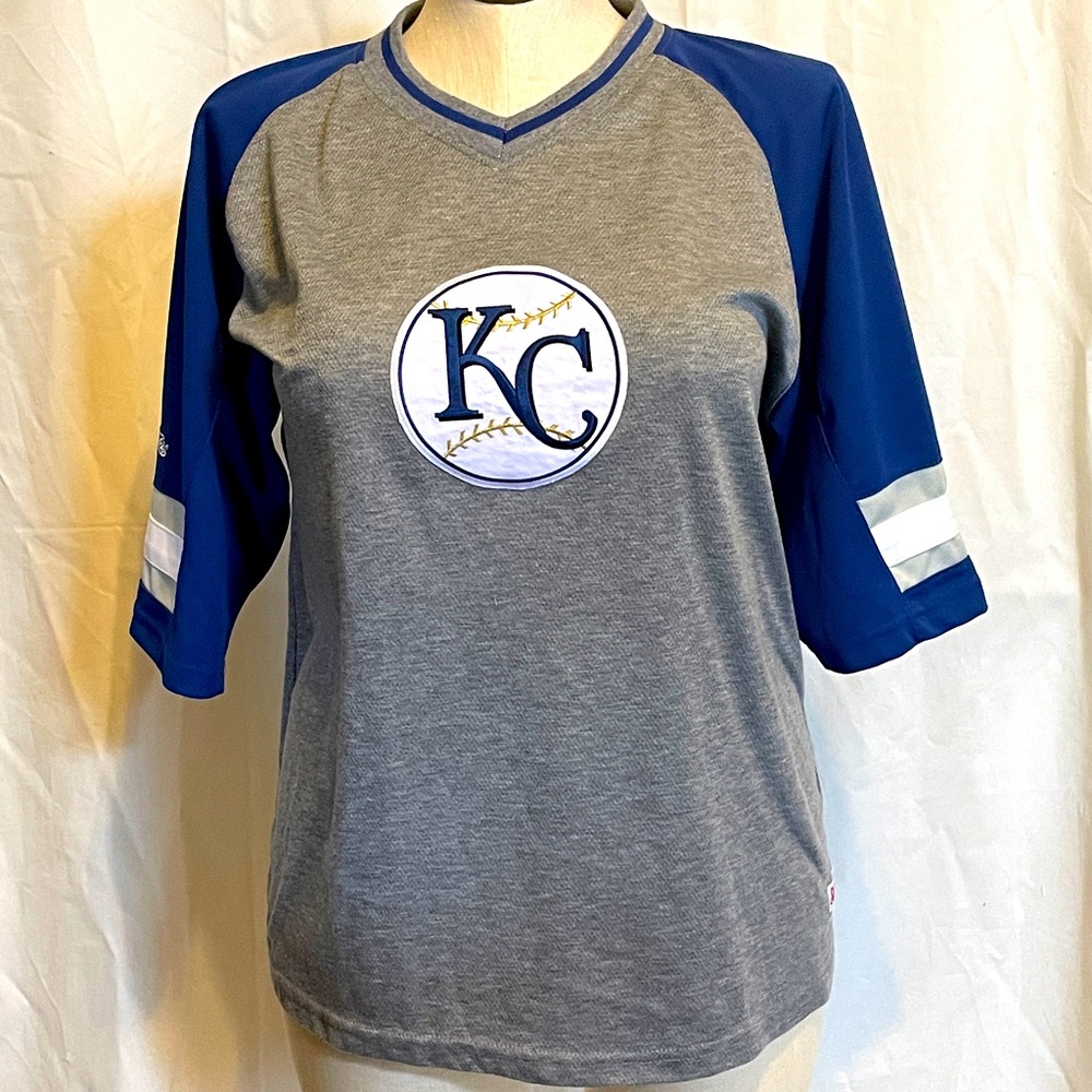 Kansas City Royals Athletic shirt Mens Medium EUC blue gray baseball KC